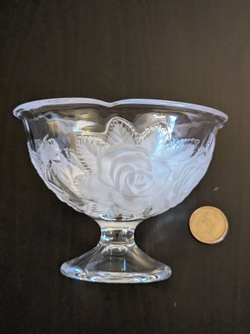 Vintage Mikasa Winter Rose frosted glass footed bowl